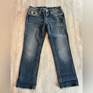 Vigoss Chelsea Jeans Sz 5/6 L25-27” Blue Heritage Fit Stretch Denim Faded Capri.